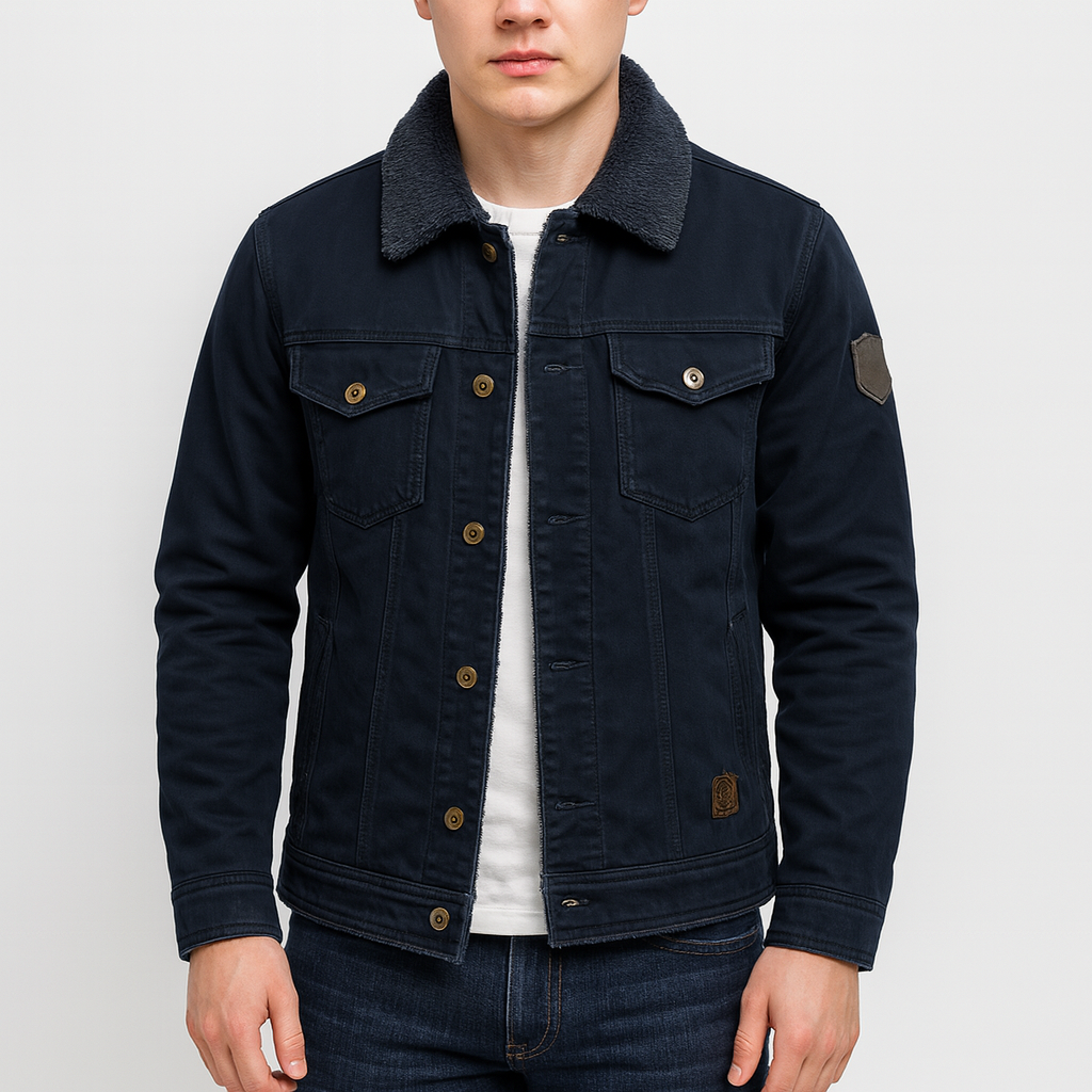 Men’s Canvas Fleece Jacket – Cotton Blend, Button-Down, Smart Casual