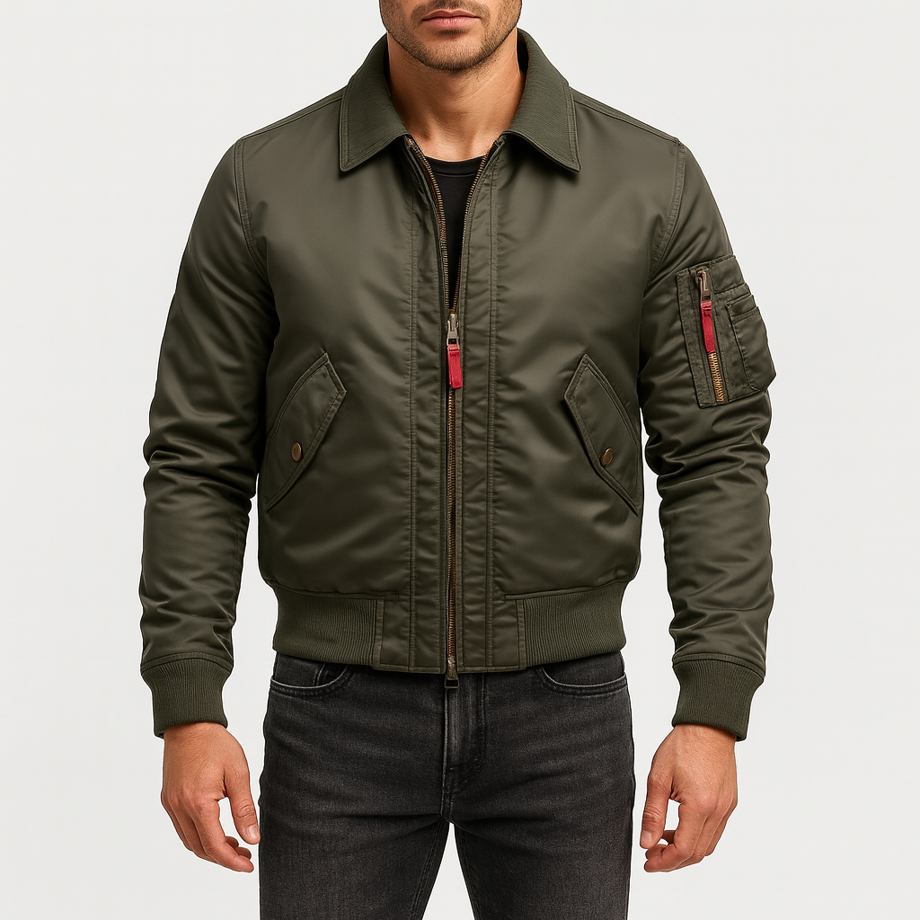 Men’s Classic Bomber Jacket – Water-Resistant, Utility Pockets, Lightweight