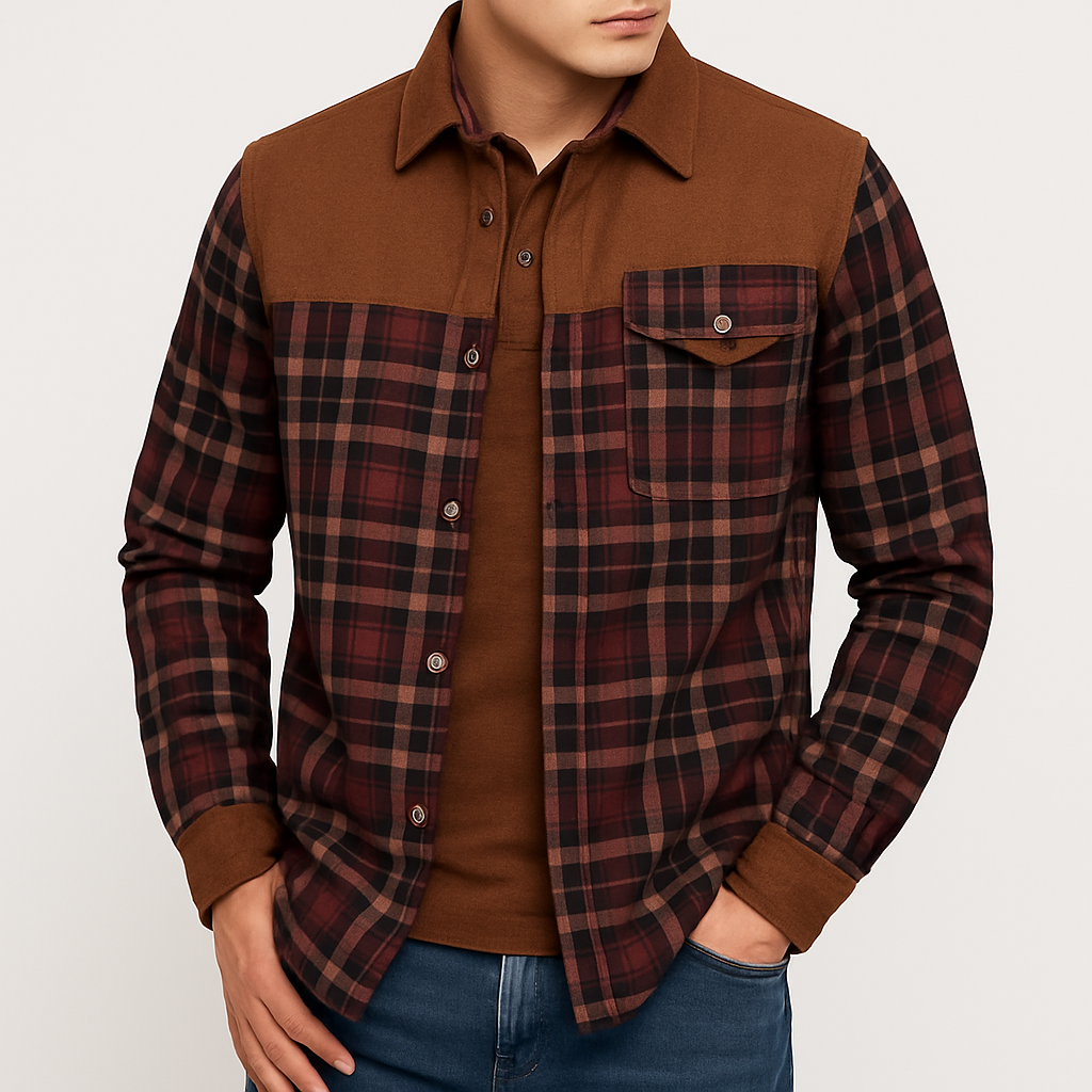 Men’s Lumberjack Fur Jacket – Checked Cotton, Fur-Lined, Winter Ready
