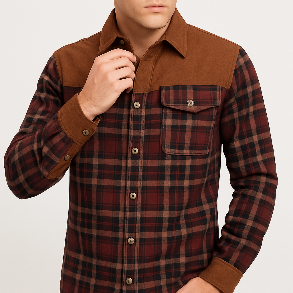 Men’s Lumberjack Fur Jacket – Checked Cotton, Fur-Lined, Winter Ready