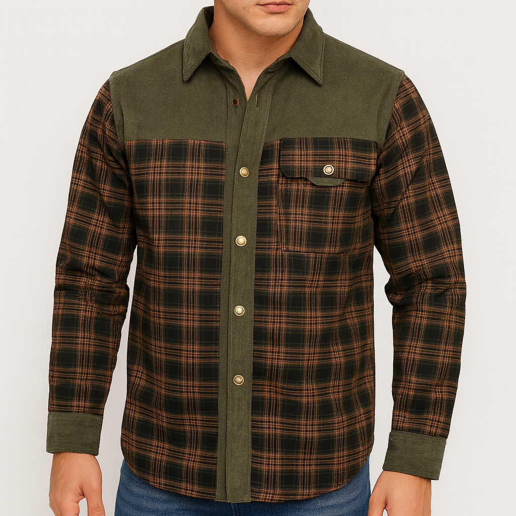 Men’s Lumberjack Fur Jacket – Checked Cotton, Fur-Lined, Winter Ready