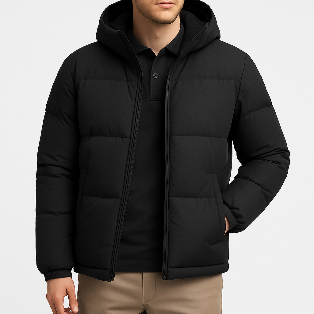 Men’s Puffer Jacket – Insulated Polyester, Quilted, Regular Fit