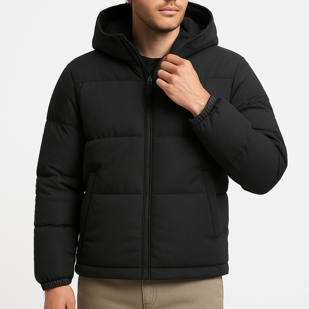 Men’s Puffer Jacket – Insulated Polyester, Quilted, Regular Fit