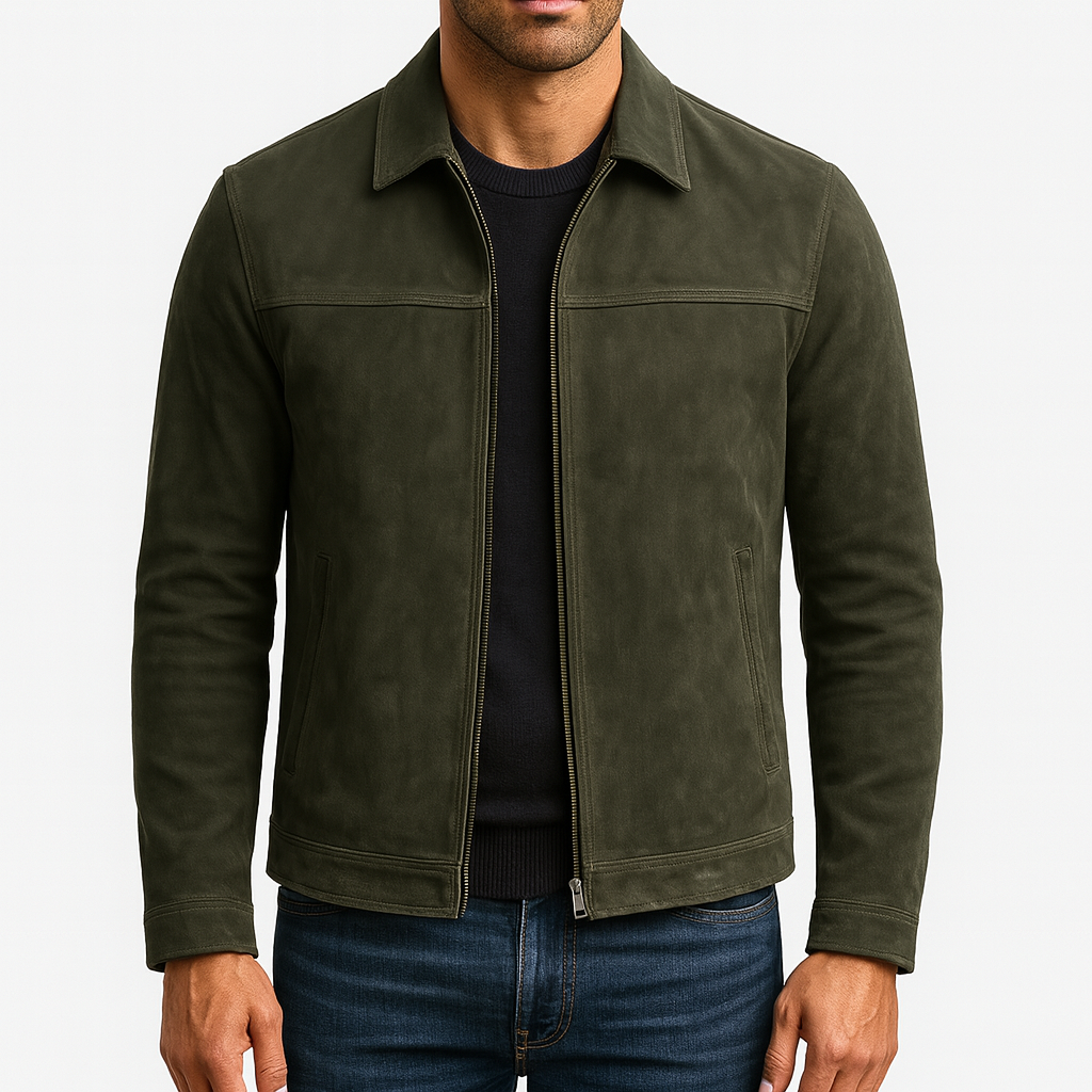 Men’s Leather Biker Jacket – Slim Fit, Zip-Up, Motorcycle Style