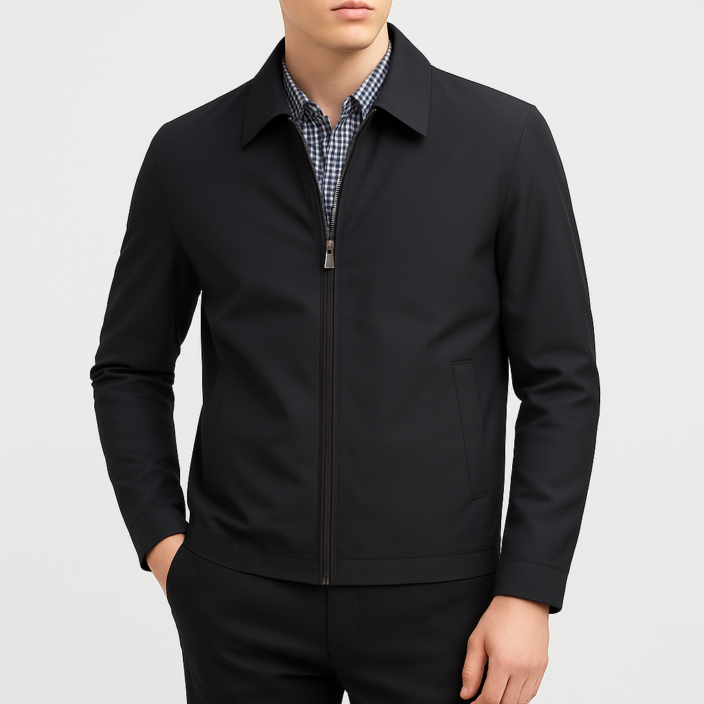 Men’s Harrington Jacket – Lightweight Cotton Blend, Zip-Up, Classic Fit