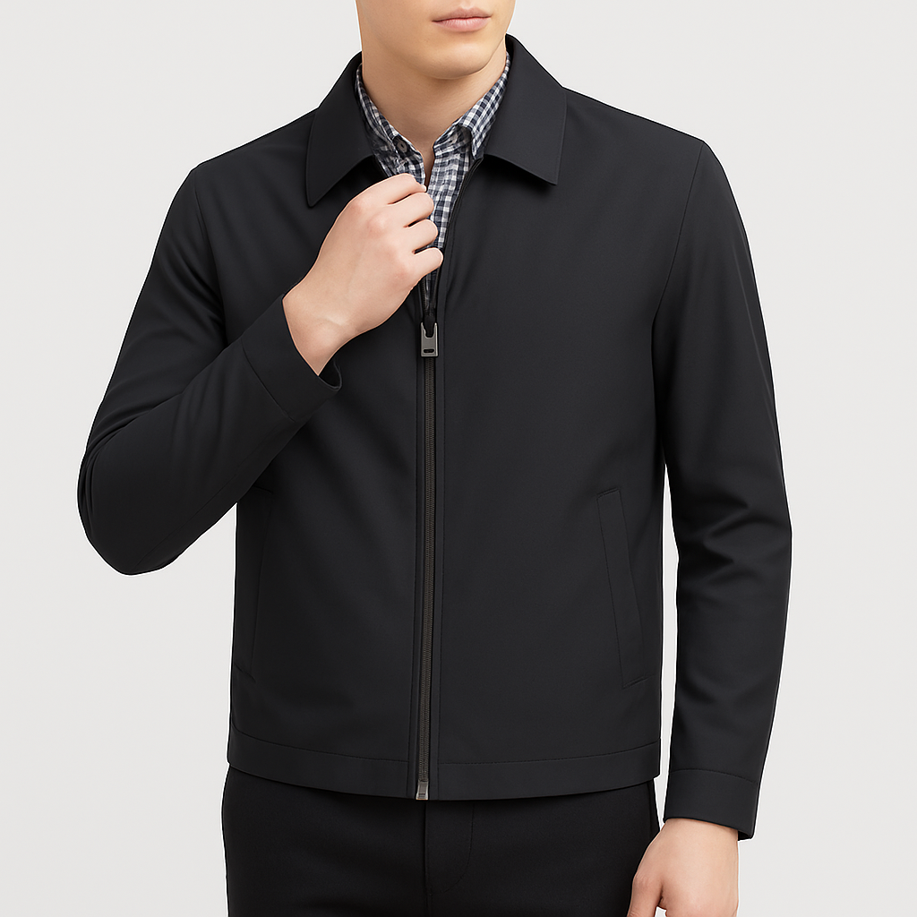 Men’s Harrington Jacket – Lightweight Cotton Blend, Zip-Up, Classic Fit