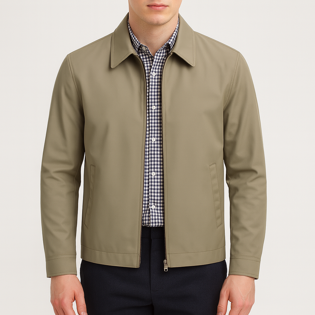 Men’s Harrington Jacket – Lightweight Cotton Blend, Zip-Up, Classic Fit