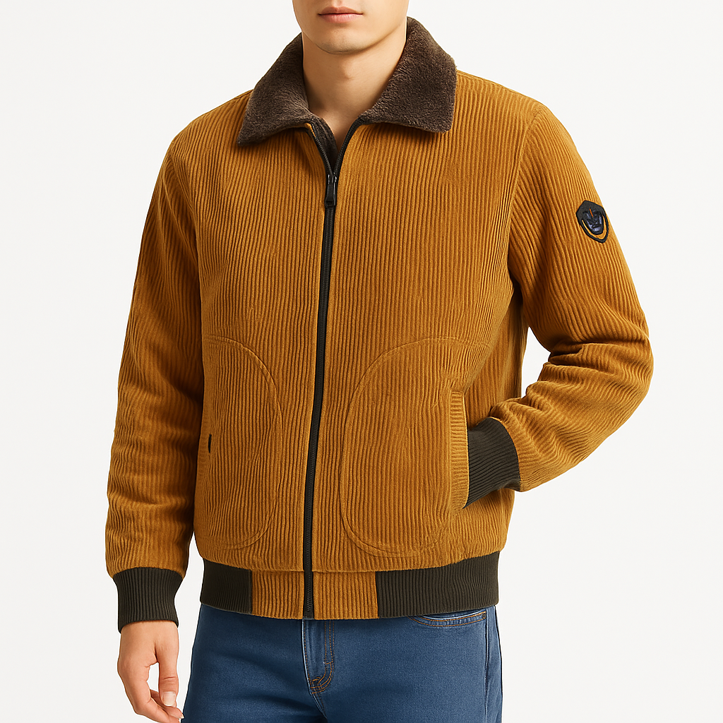 Men’s Corduroy Sherpa Jacket – Vintage Style, Lined, Winter Warmth