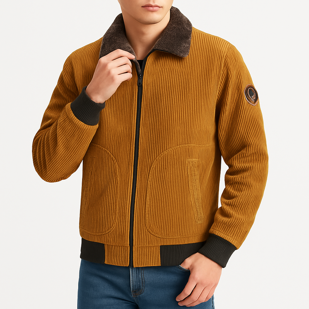 Men’s Corduroy Sherpa Jacket – Vintage Style, Lined, Winter Warmth