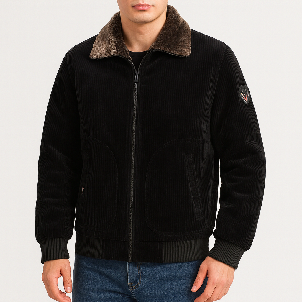 Men’s Corduroy Sherpa Jacket – Vintage Style, Lined, Winter Warmth