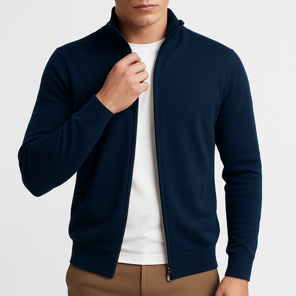 Men’s Knit Zip Vest – Lightweight, Contrast Collar, Versatile Layer