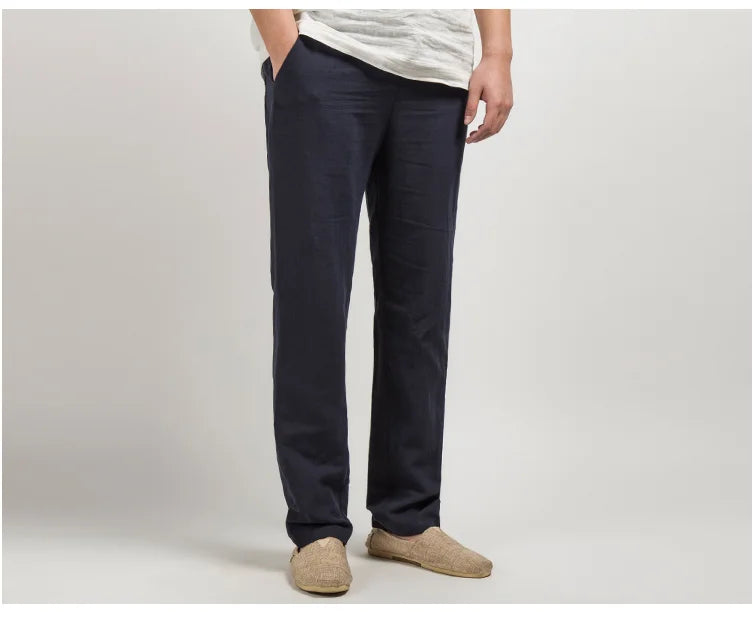 Men’s Classic Linen Trousers – Straight Fit, Breathable & Timeless Style