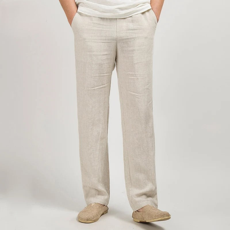 Men’s Classic Linen Trousers – Straight Fit, Breathable & Timeless Style