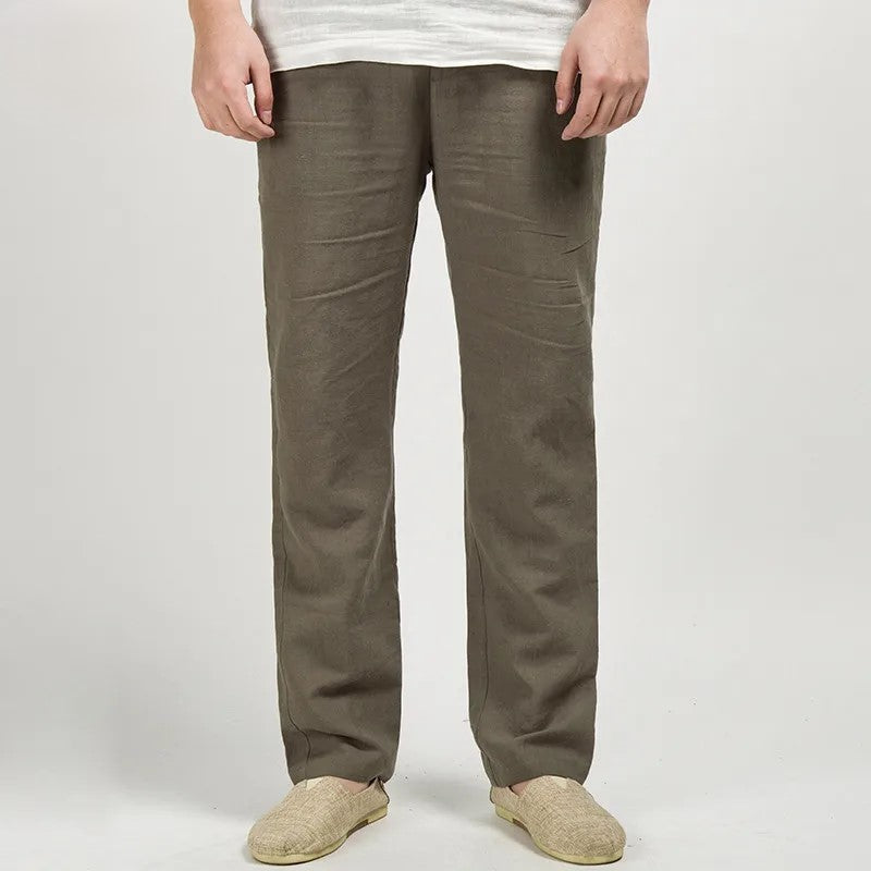 Men’s Classic Linen Trousers – Straight Fit, Breathable & Timeless Style