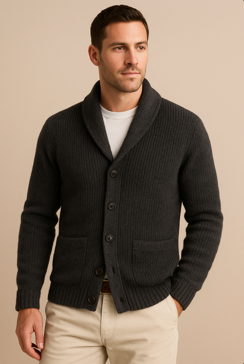 Men’s V-Neck Cardigan – Vintage Knit – Classic Smart Casual
