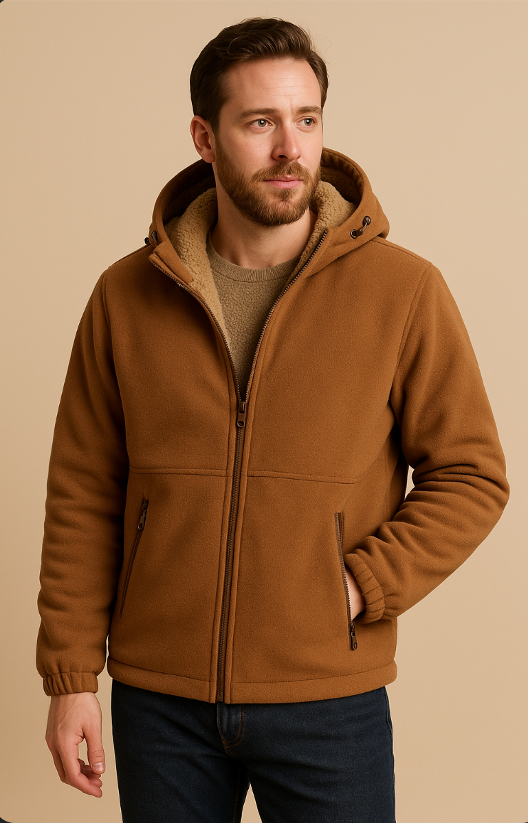 Men’s Sherpa Lined Fleece Jacket – Warm, Hooded & Casual Fit
