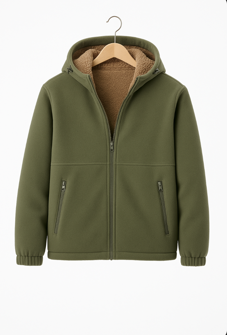 Men’s Sherpa Lined Fleece Jacket – Warm, Hooded & Casual Fit