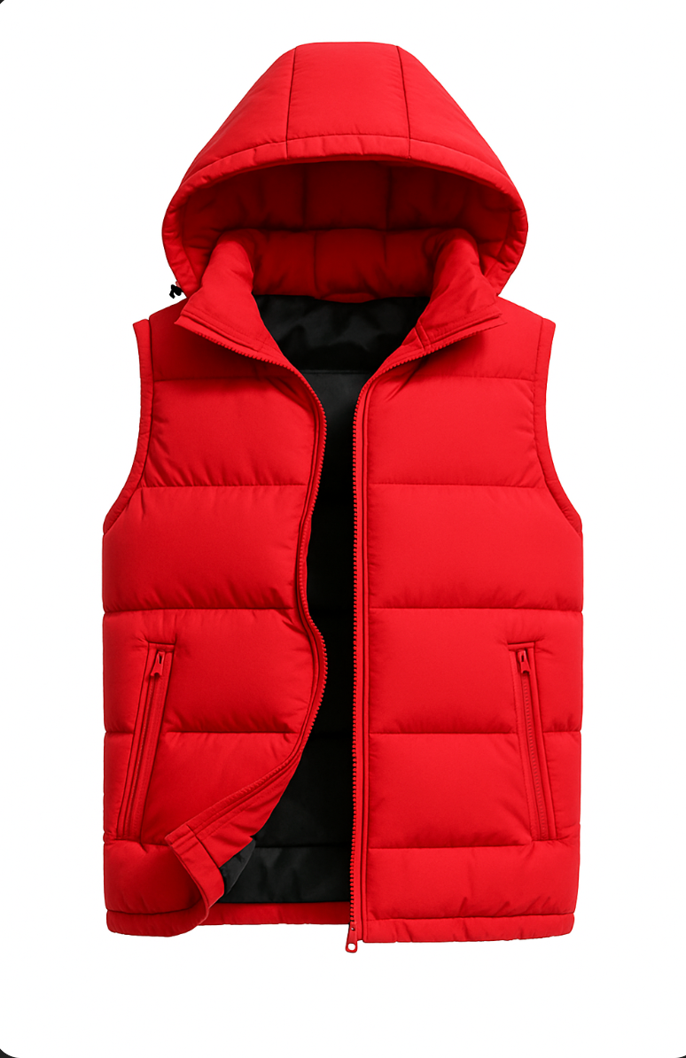 Men’s Sleeveless Winter Jacket – Puffer Bodywarmer – Detachable Hood